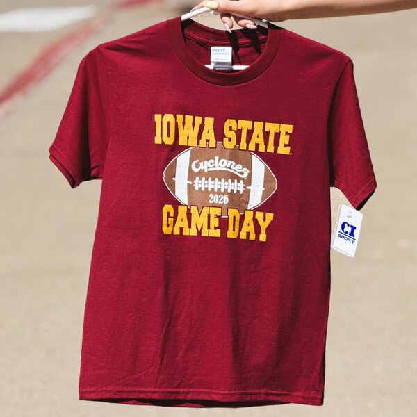 CI Sport Youth Gameday 2026 Cyclones Script Cardinal Short Sleeve T-Shirt